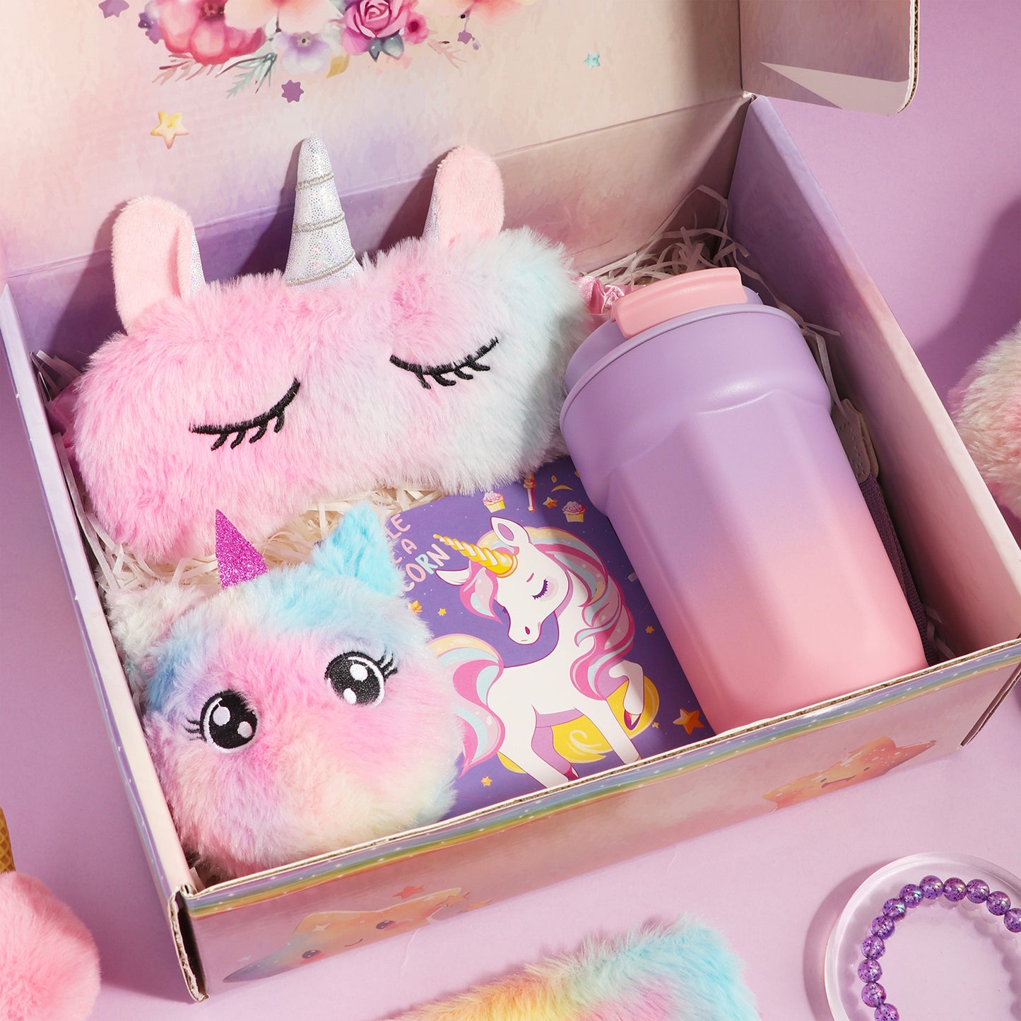 Luxury Unicorn Self-Care Gift Box for Girls – Premium Pastel Unicorn Gift Set with LED Cushion, Stainless Steel Bottle & Plush Accessories