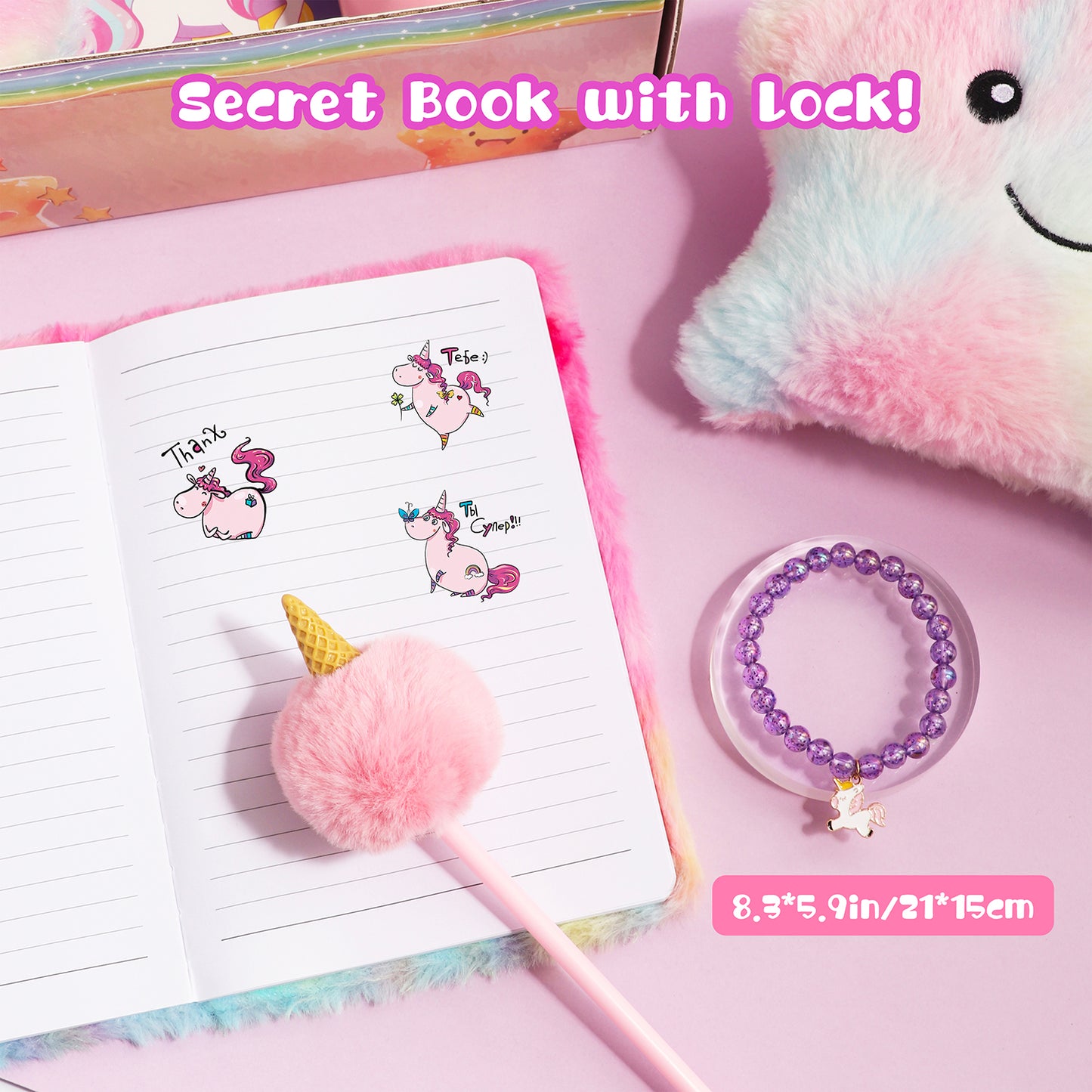 Luxury Unicorn Self-Care Gift Box for Girls – Premium Pastel Unicorn Gift Set with LED Cushion, Stainless Steel Bottle & Plush Accessories