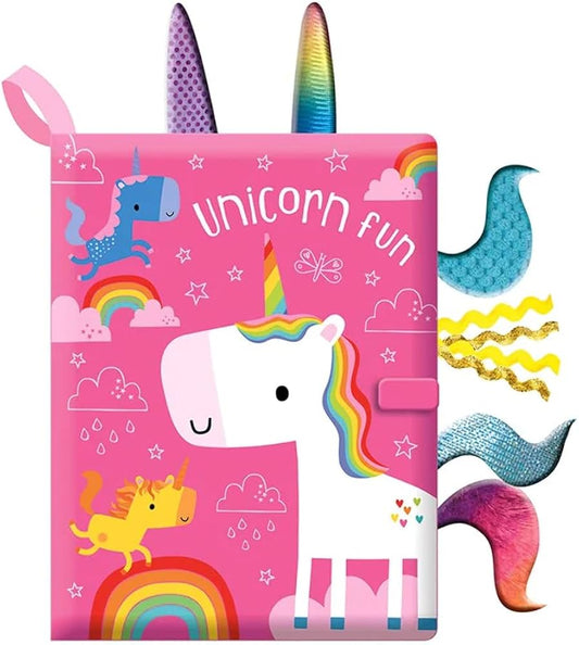Unicorn Fun Touch & Feel Sensory Cloth Book for Babies – Crinkly Interactive Soft Book with Textured Tails