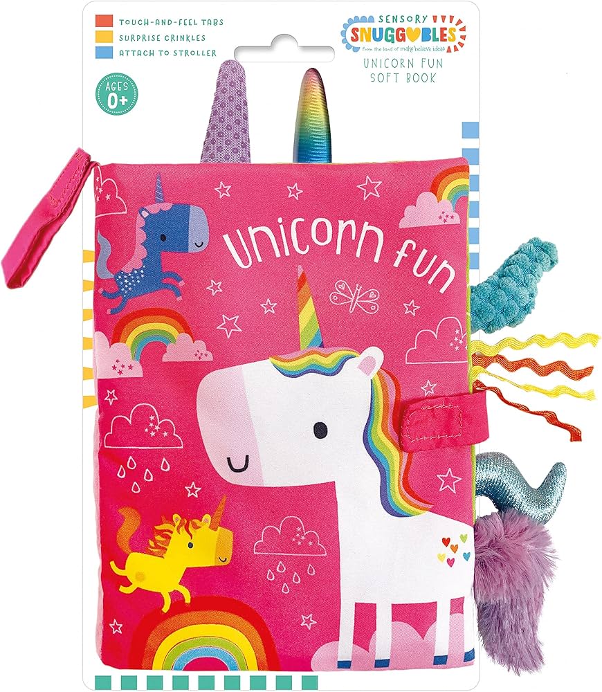 Unicorn Fun Touch & Feel Sensory Cloth Book for Babies – Crinkly Interactive Soft Book with Textured Tails