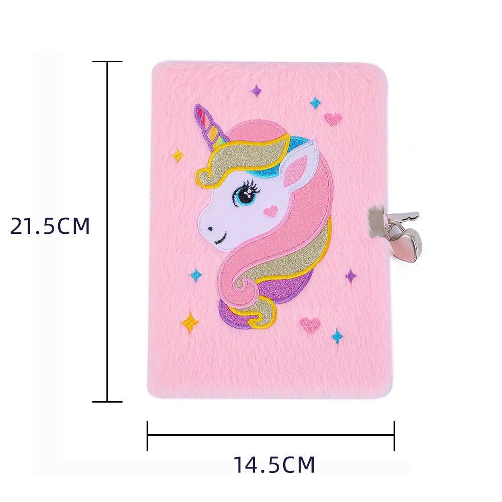 Plush unicorn diary and writing journal for children