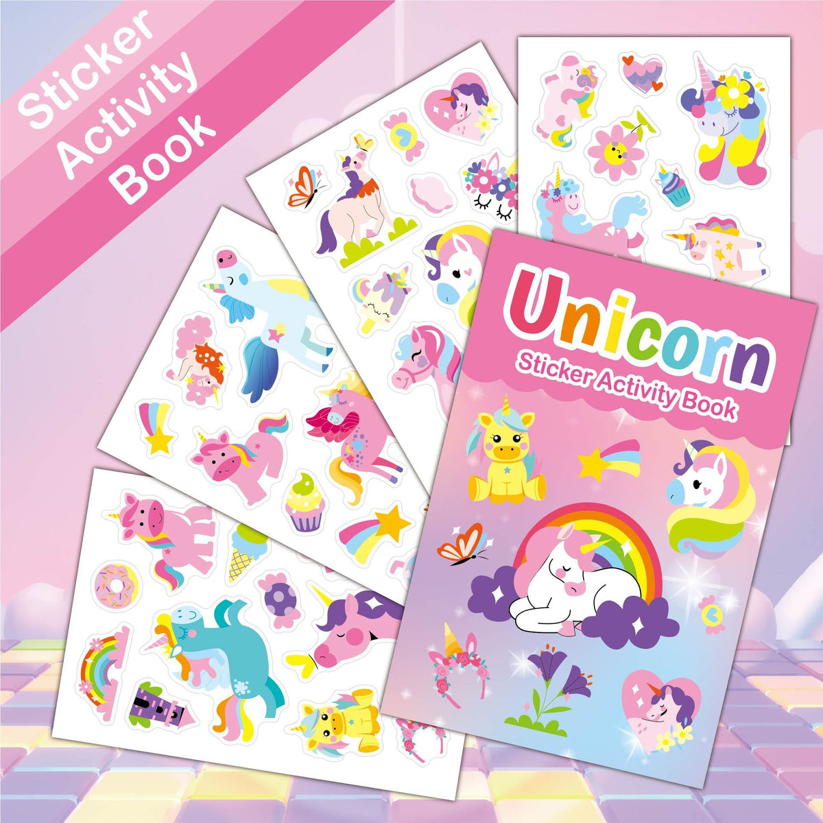 Unicorn reusable sticker activity book for creative play