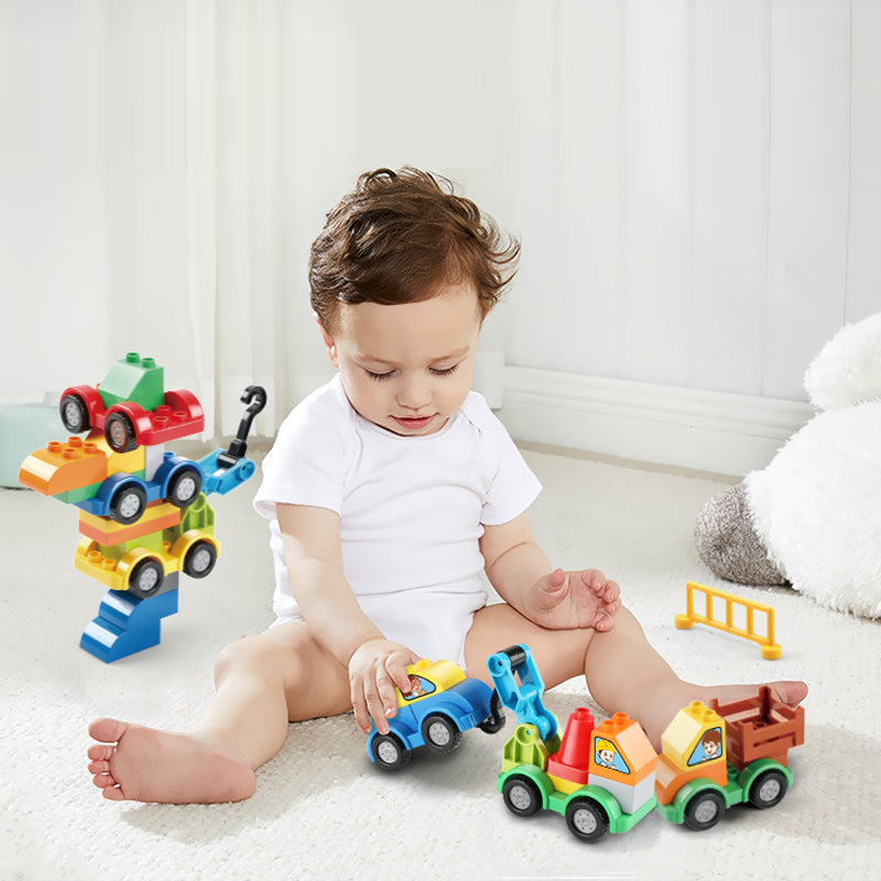 105PCS Large Building Blocks Variety Series Car Set for Kids | Construction Vehicles & Street Play Kit