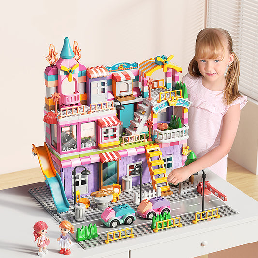Princess Villa & Train Set – 208PCS Pastel Building Bricks