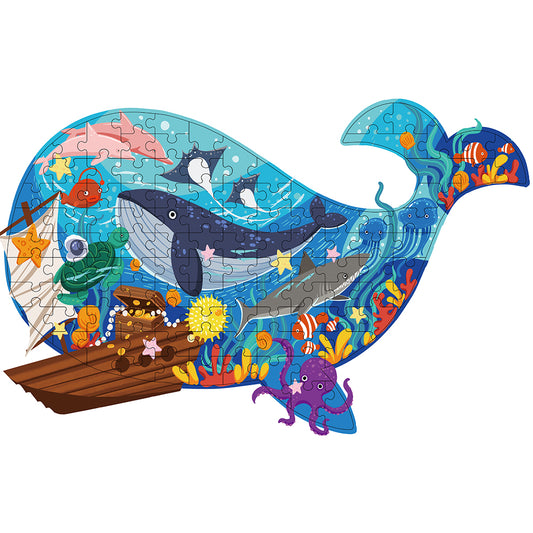 Whale-Shaped Puzzle – 100+ Pieces Educational Jigsaw