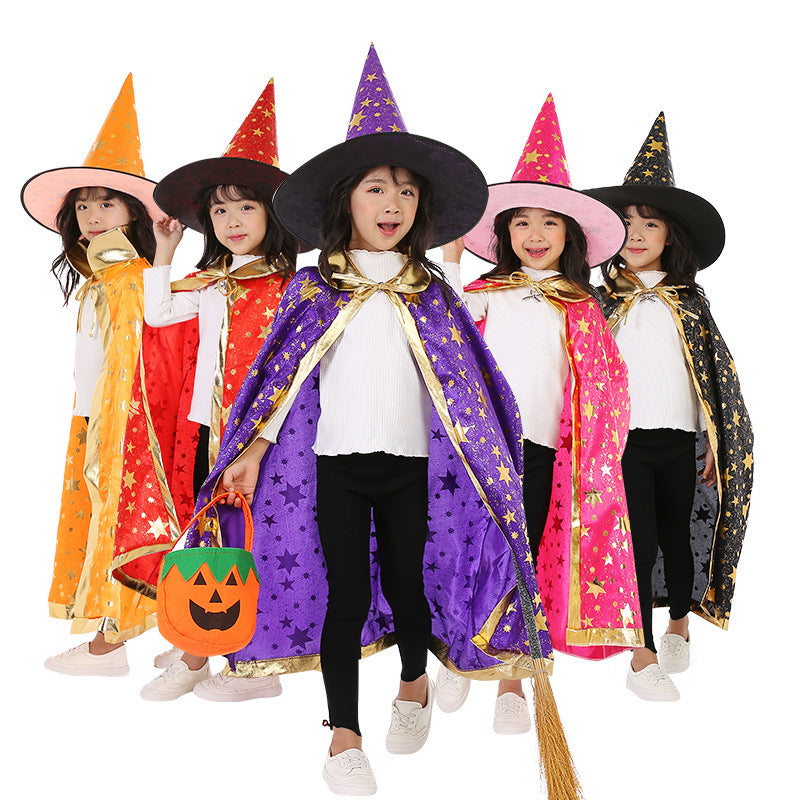 Kids Wizard & Witch Costume Set with Hat | Halloween & Pretend Play Cape