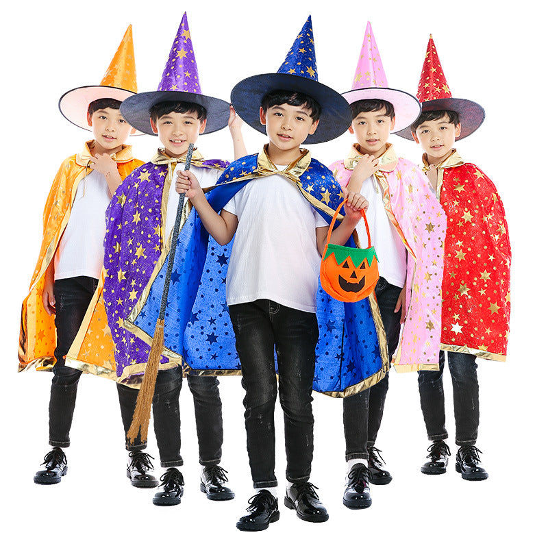 Kids Wizard & Witch Costume Set with Hat | Halloween & Pretend Play Cape