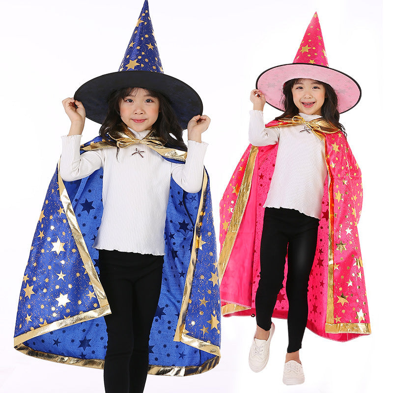 Kids Wizard & Witch Costume Set with Hat | Halloween & Pretend Play Cape